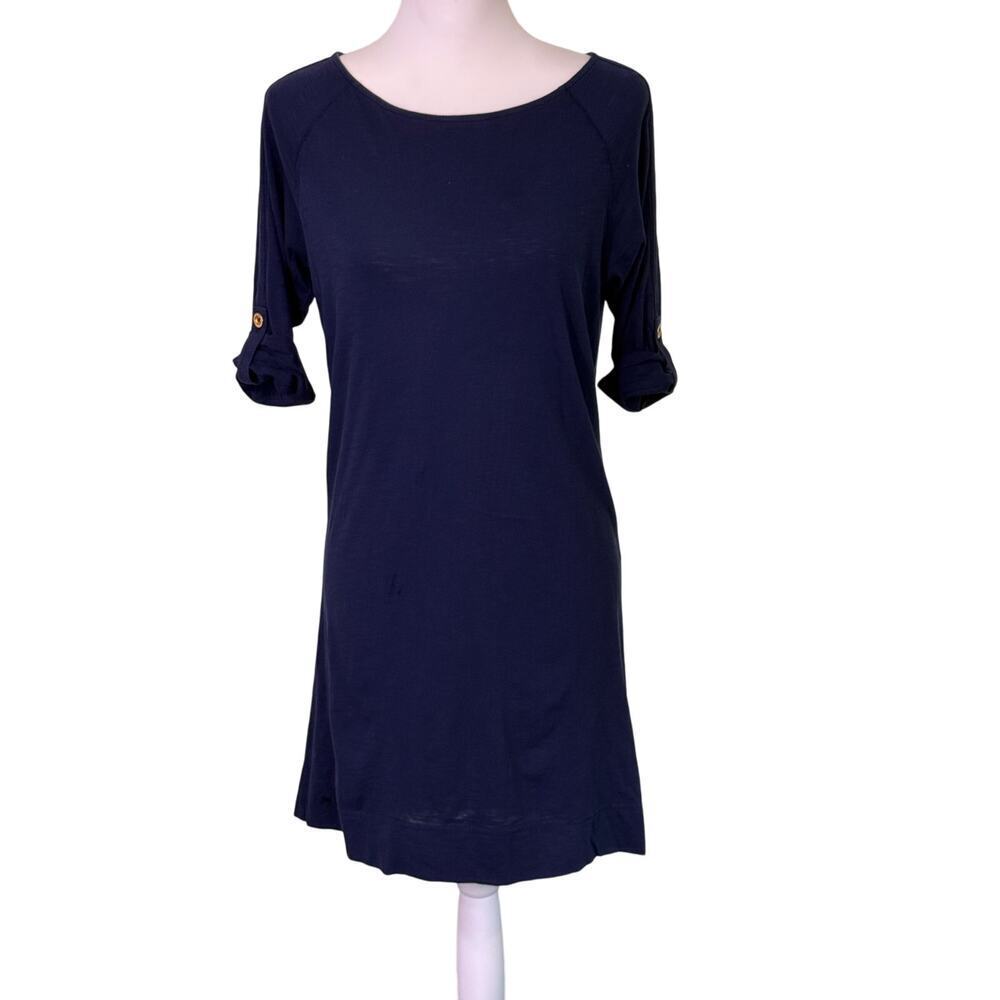 lilly pulitzer somerset navy dress 100% pima cotton dark blue womens size small
